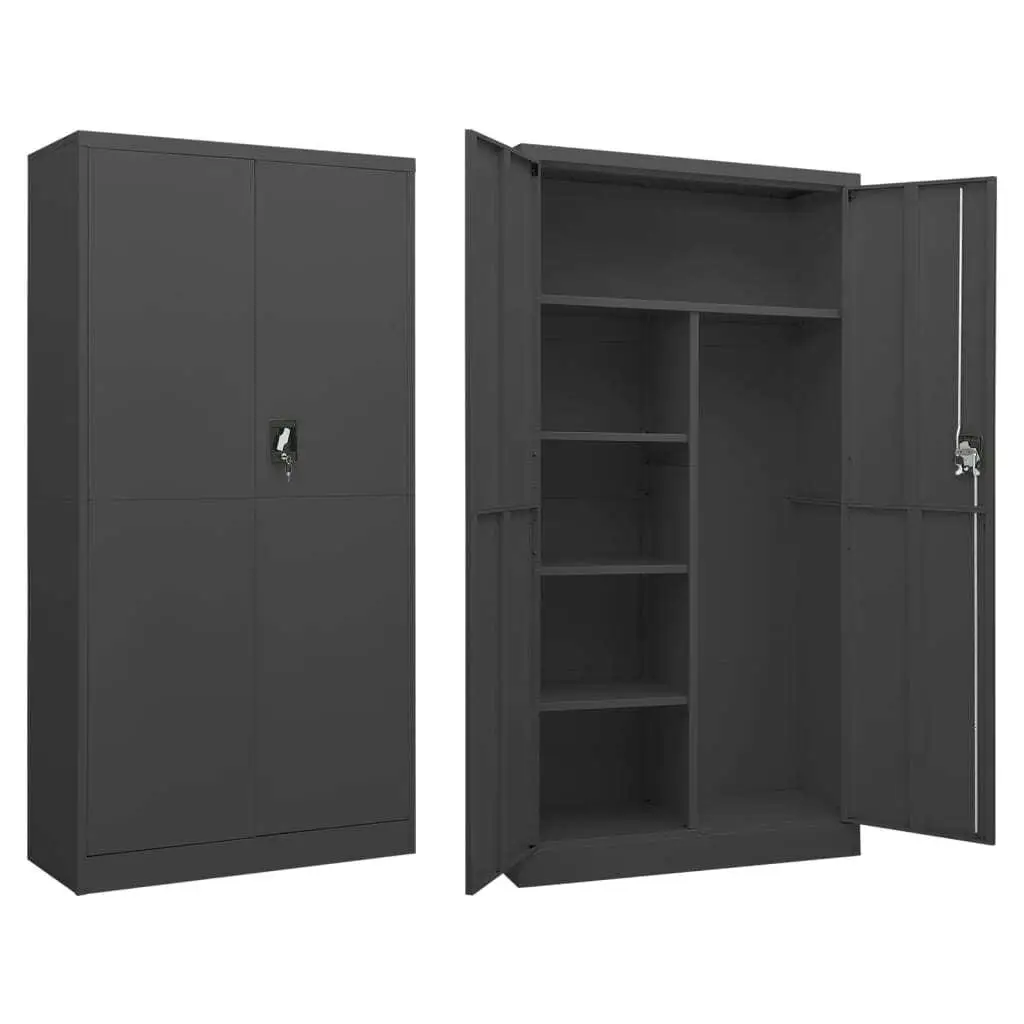 Stylish Anthracite Steel Locker Cabinet 35.4x15.7x70.9 cm for Home or Office Storage