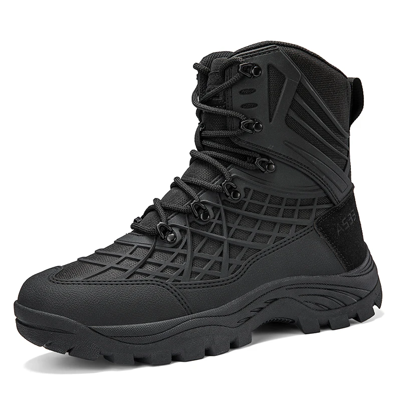 Zapatos de senderismo de caña alta para hombre, con suela de goma, ideales para montañismo, acampada, caminatas y uso casual en actividades al aire libre.