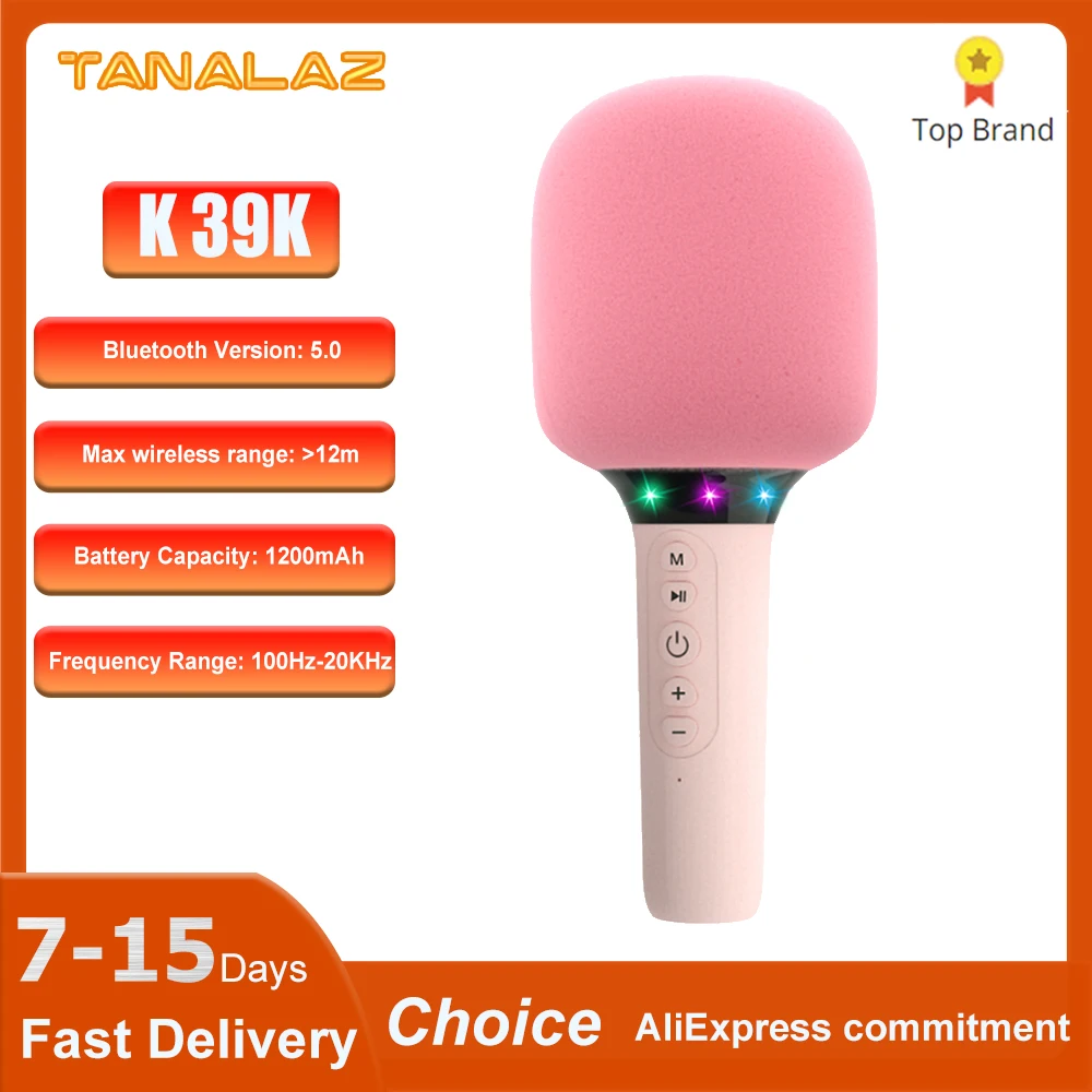 

TANALAZ K39 Microphone National K Song Bluetooth Home TV Children Singing Wireless Microphone Sound Integration Microphone Gifts