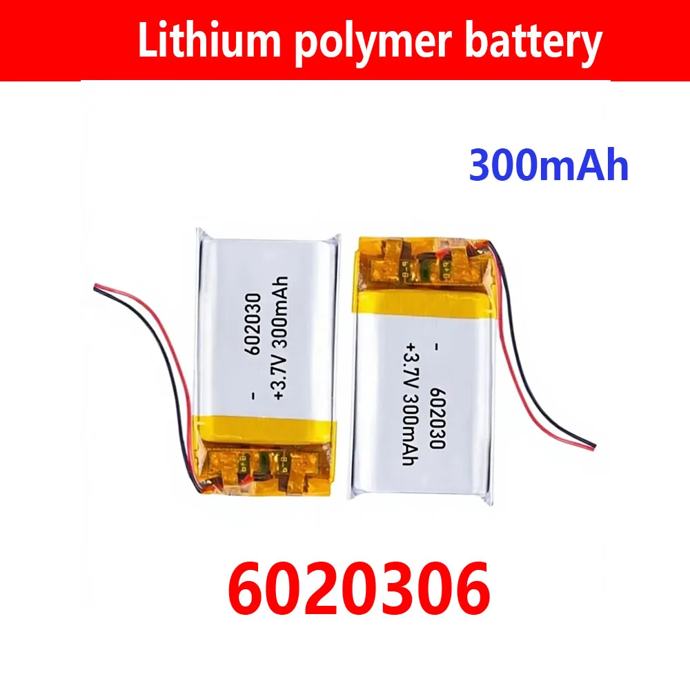 ISUNOO 602030 300mAh Lithium Rechargeable Battery 3.7V Li-ion Polymer Battery for Bluetooth Headset Speaker Monitor Self-Timer