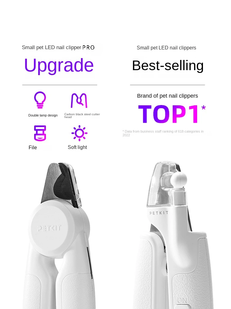 PETKIT Upgraded LED Light Cat Dog Nail Clipper PRO Cutter Professional Illuminated Blood Line Cat Moss Pet Claw Trimmer Beauty