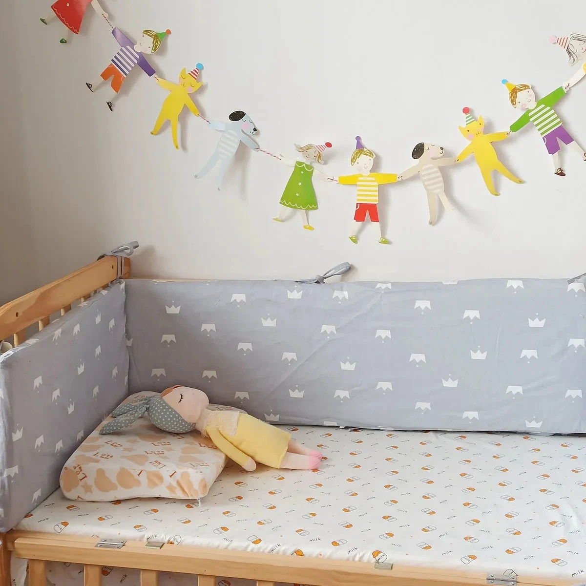 Pure Cotton Anti-collision Crib Surround One-piece Crib Surround Cartoon Bed Fence High Elastic Cotton Inner Core Bed Surround