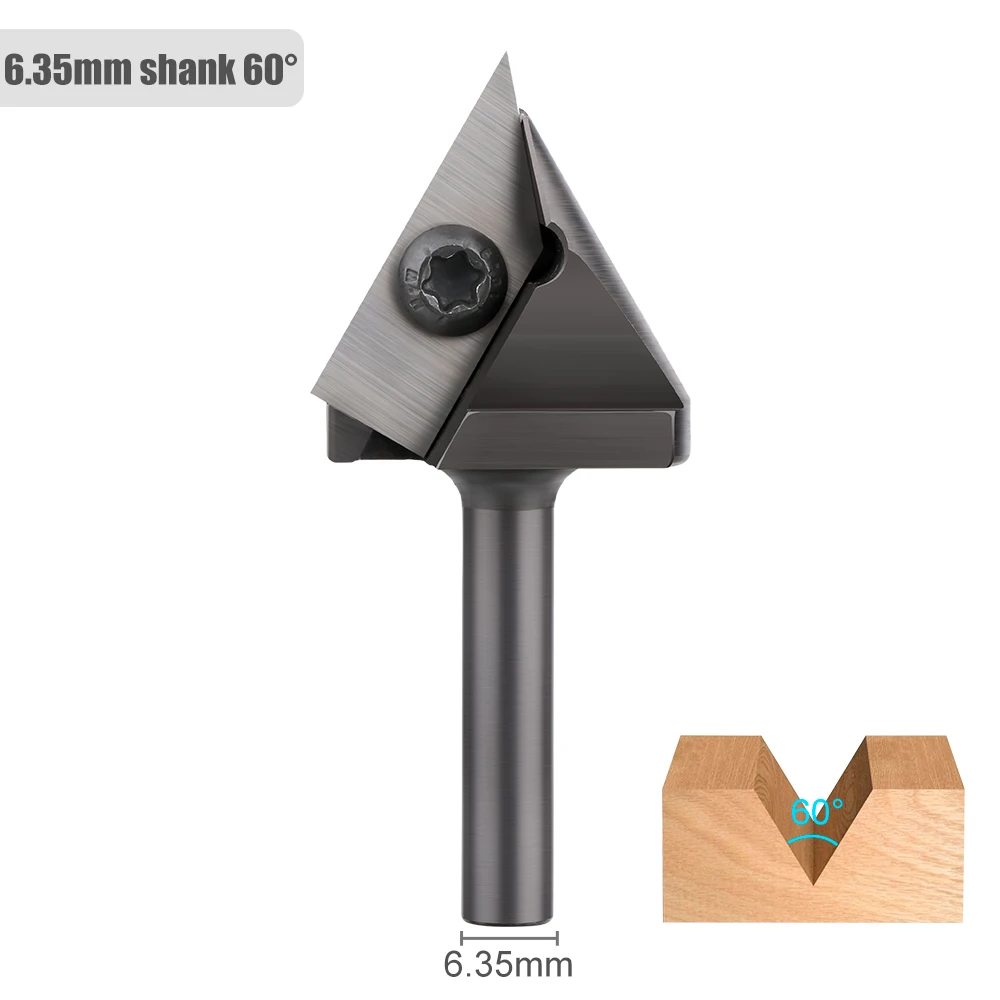 CMCP CNC Insert V-Groove Slotting Router Bit 60 Degree V Bit 1/4