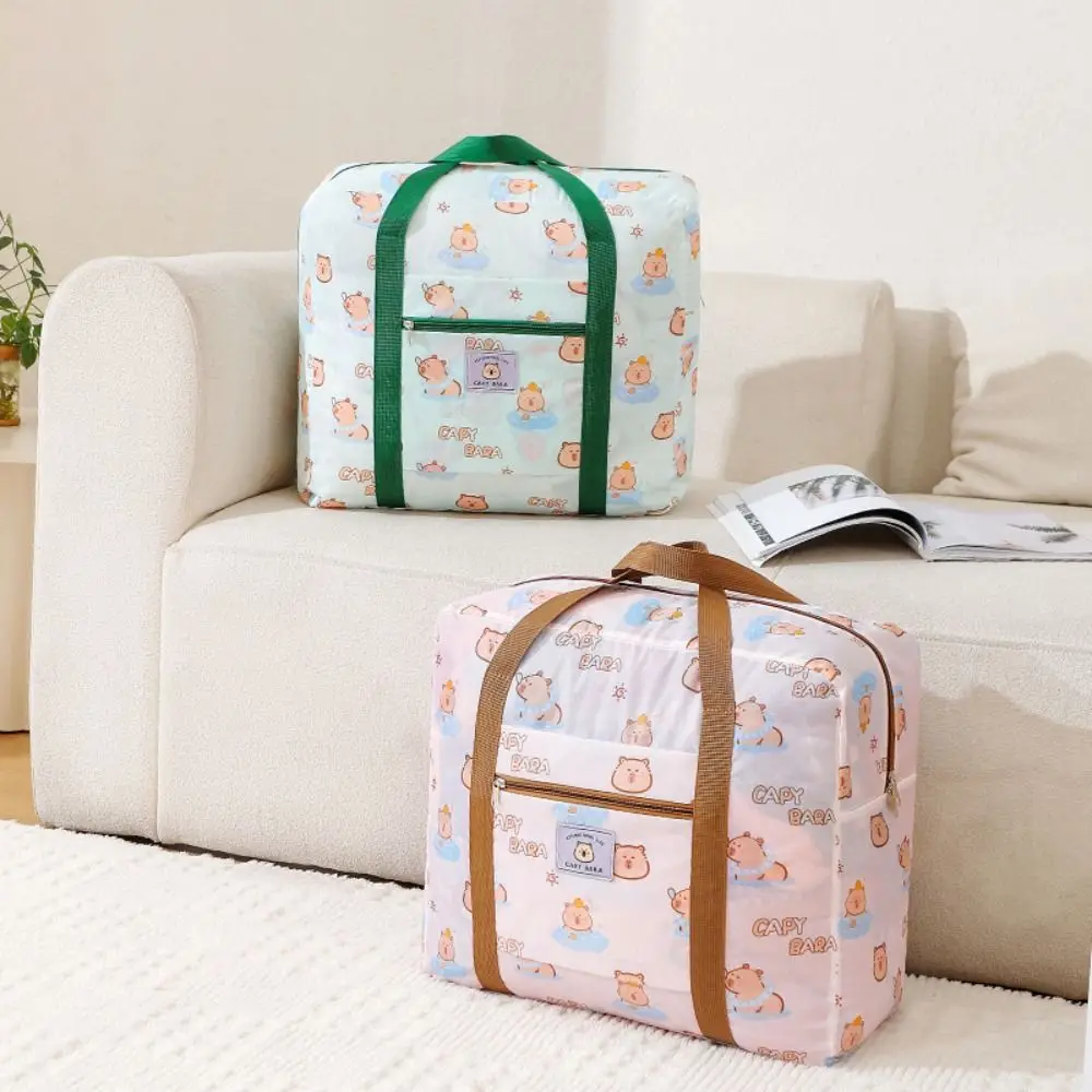 Capybara Large Capacity Foldable Travel Bag Cartoon Multifunctional Student Quilt Storage Bag WaterProof Lightweight