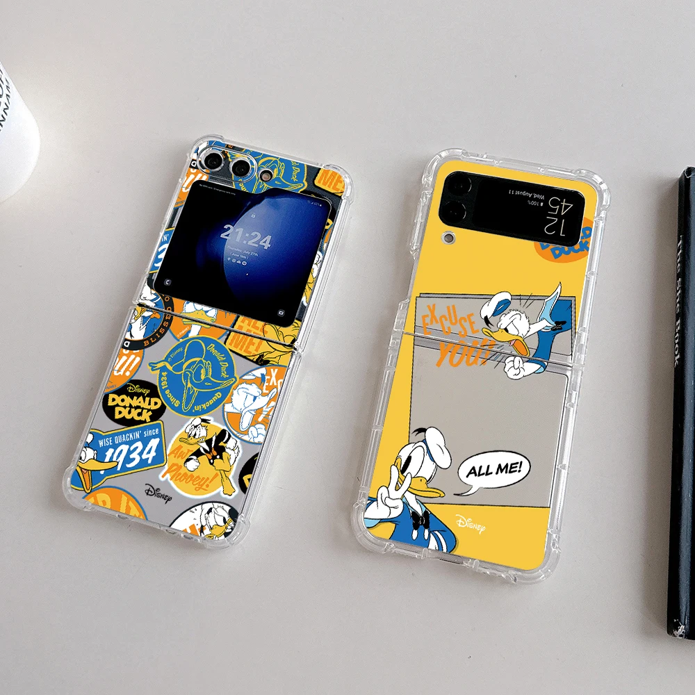 

Cute Cartoon Donald Duck Phone Case for Samsung Galaxy Z Flip 3 4 Z Flip 5 Z Fold 4 5G PC Soft Anti-fall Back Cover