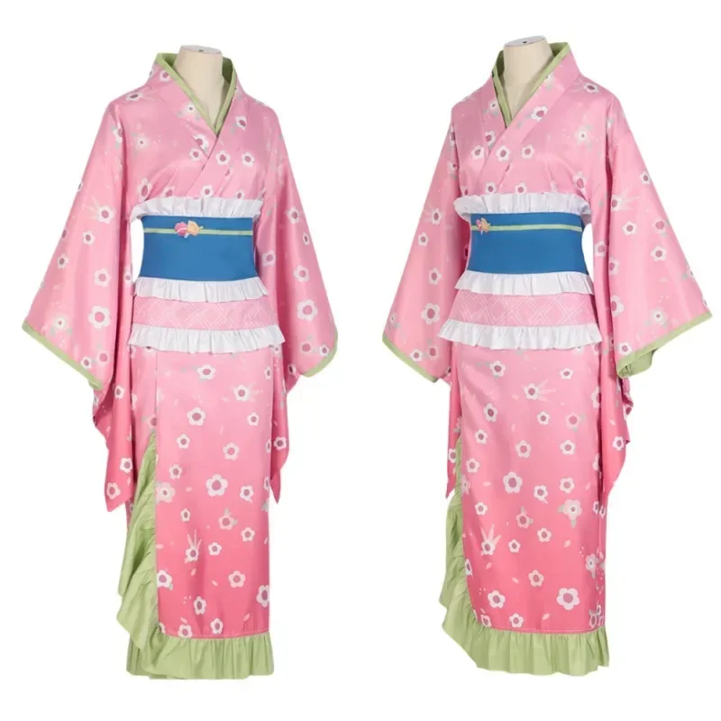 New Anime kanroji Mitri kimono girdle for Women girl Halloween party cosplay costume pink performance uniform