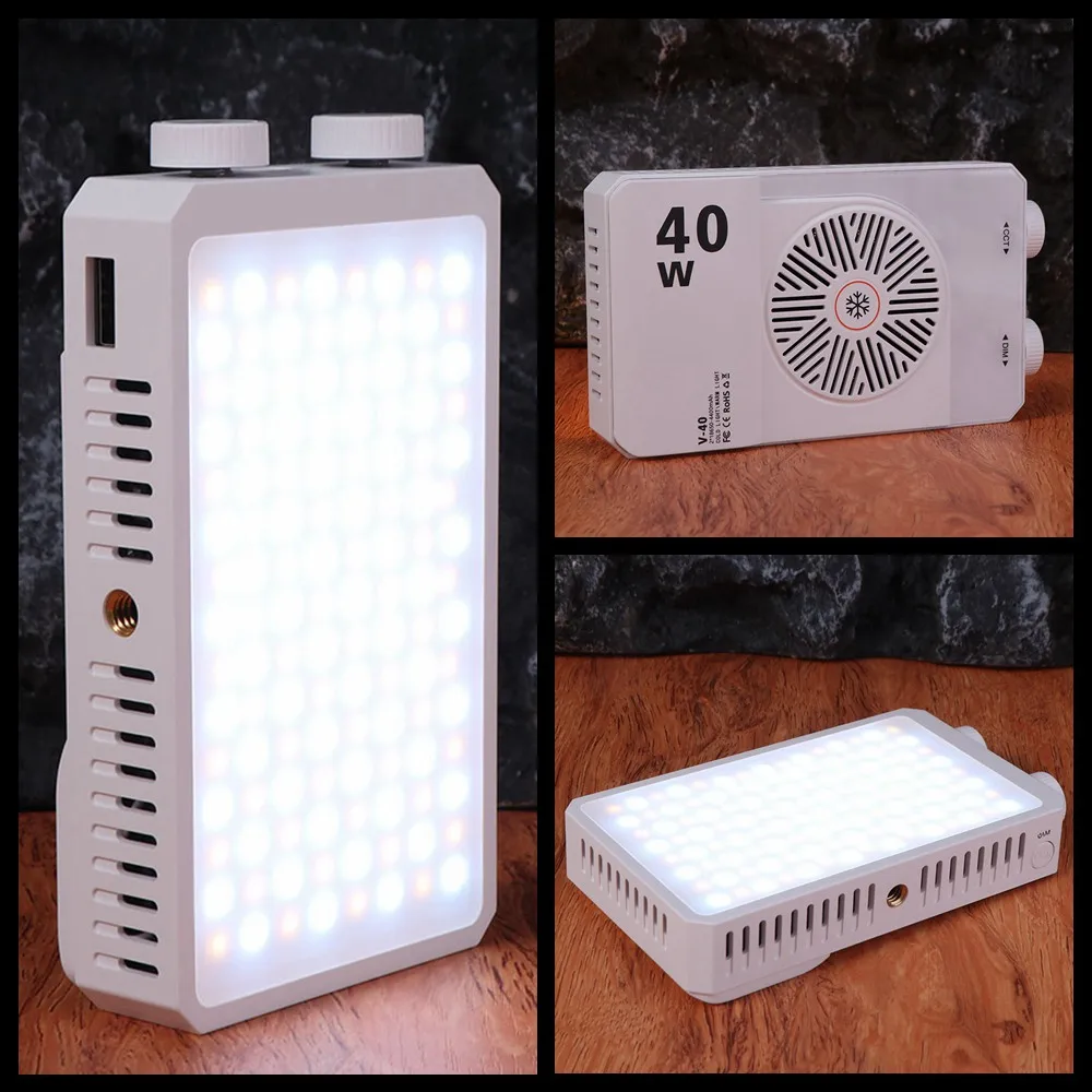 40W RGB LEDカメラライト 2800-9000K 4400mAhバッテリー ポケット撮影ライト 3色ライト ハイパワー ミニLEDビデオランプ