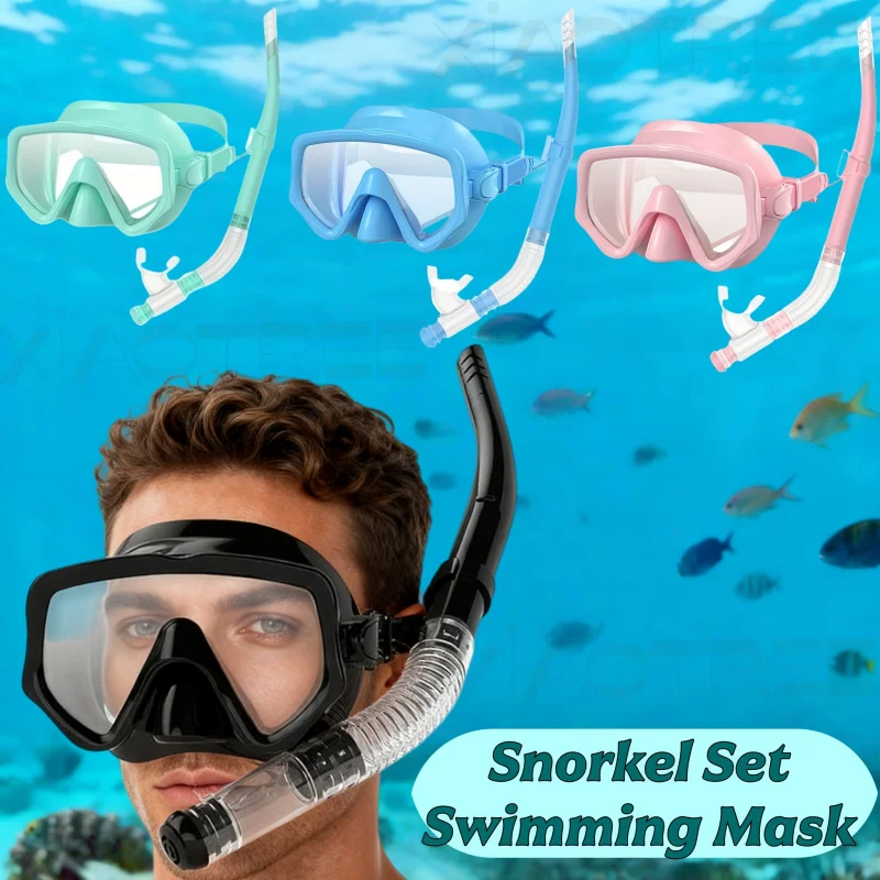 

Маска для дайвинга и набор для снорклинга для взрослых, профессиональный панорамный комплект для подводного плавания с закаленным стеклом, снаряжение для тренировок по плаванию