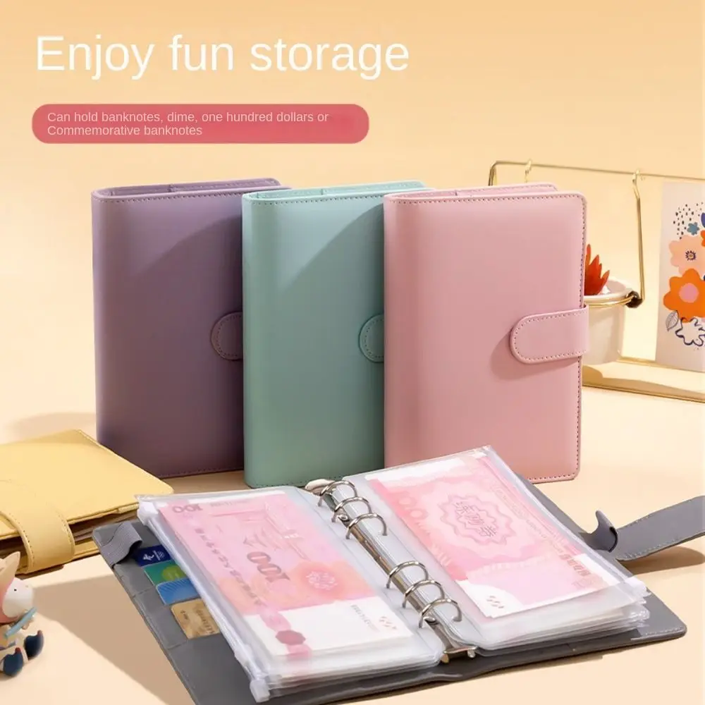 Save Money 100 Envelopes Money Saving Challeng Large Capacity PU Mini Binder Savings Challenge Reusable Waterproof