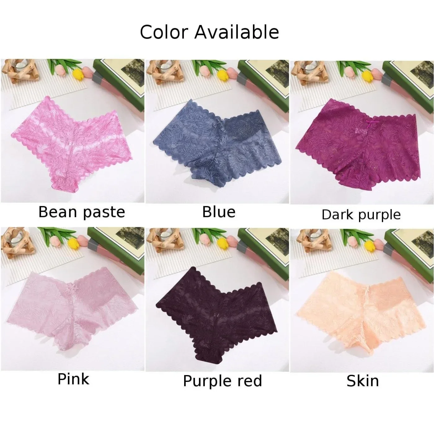 مثير الأزهار الدانتيل المرأة سراويل منخفضة الخصر لينة الملابس الداخلية الملاكمين