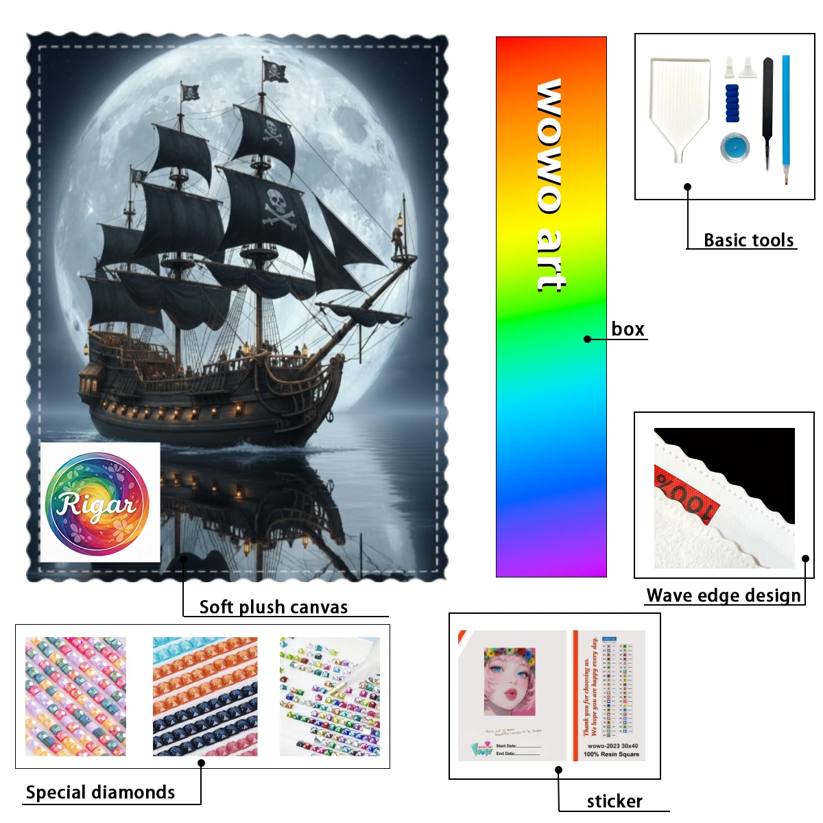 

【Rigar Diamond art】Pirate ship 100% resin FD+ab+xc Diamond Stamping Kit Perfect Masterpiece worth Buyi