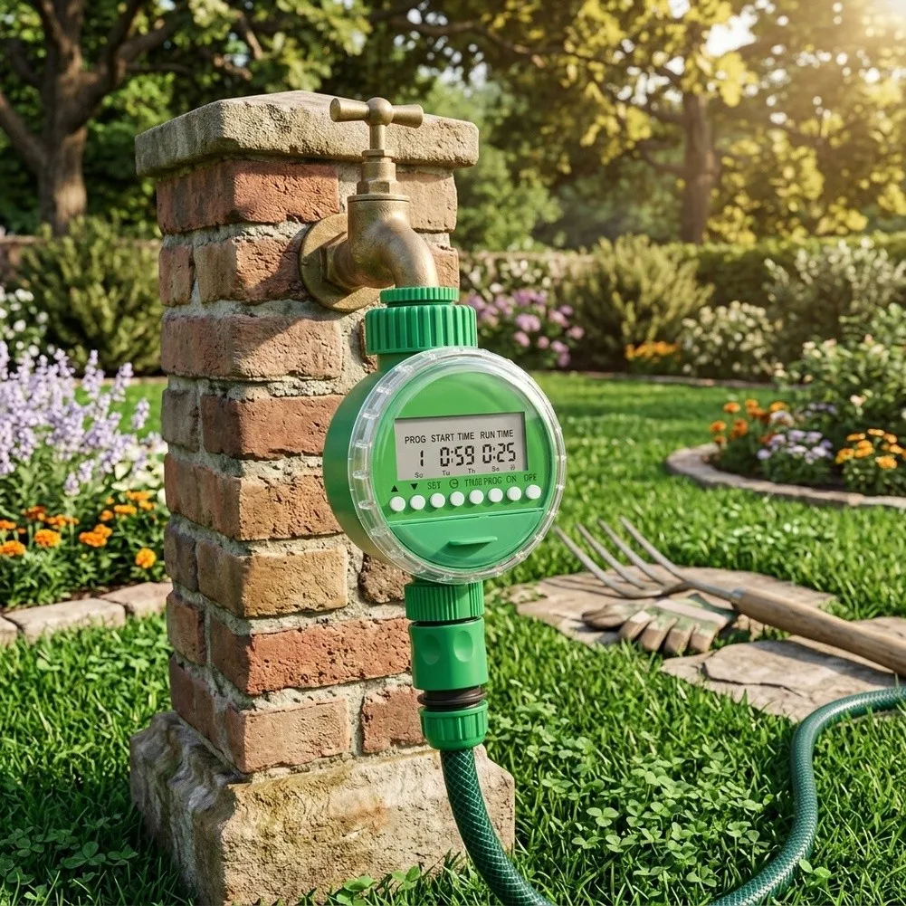Programmable Irrigation Timer with Manual Override and Rain Delay to Manage Watering for Lawns Gardens and Greenhouses