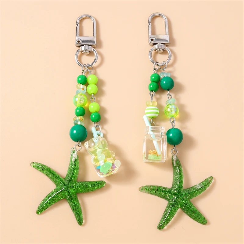 Niedliche handgefertigte Perlen-Schlüsselanhänger, Sommer-Strand-Sternfisch-Muschel-Anhänger, Schlüsselringe für Damen und Herren, Autoschlüssel, Handtaschen-Schlüsselanhänger, DIY-Geschenke – Detail 33