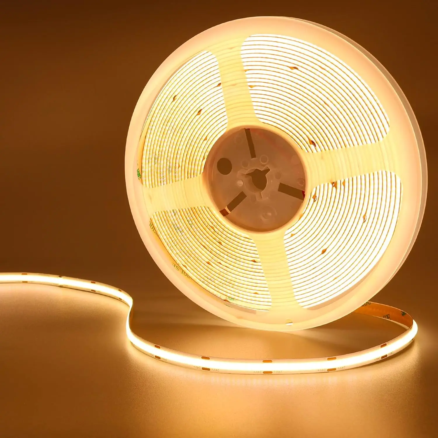 

32.8ft 24V COB LED Strip Light 3000K Warm White 3840LEDs CRI93+ 6800lm Dotless Flexible Tape for DIY Cabinet Bedroom Decor