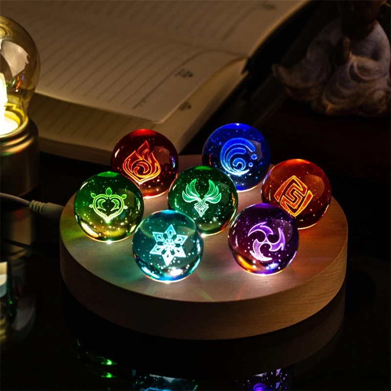 Mystical Elemental Glass Crystal Orb Toy Figurine Anime Miniature Ambient Table Decor For Teens Women Birthday Gift