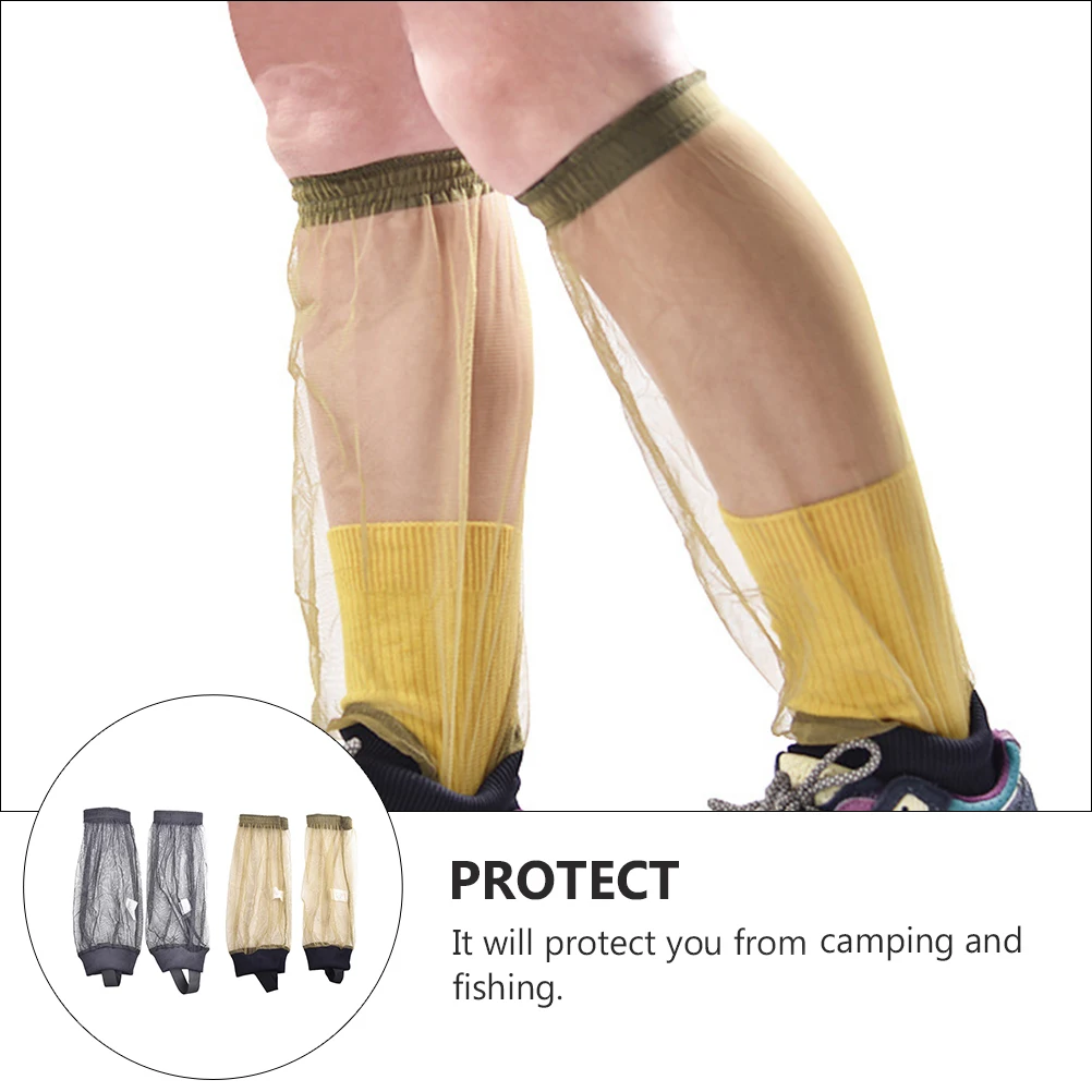 

2 Pairs Mosquito Foot Covers Breathable Mesh Socks Camping Net Pants Bite Proof Outdoor Travel Leg Protectors Gardening