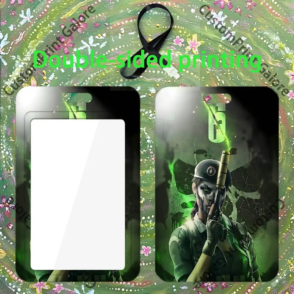 R-Rainbow 6 S-Siege Custom ID Card Sleeve Clear Holder Print Logo For Staff Name Tag Horizontal Vertical view 4