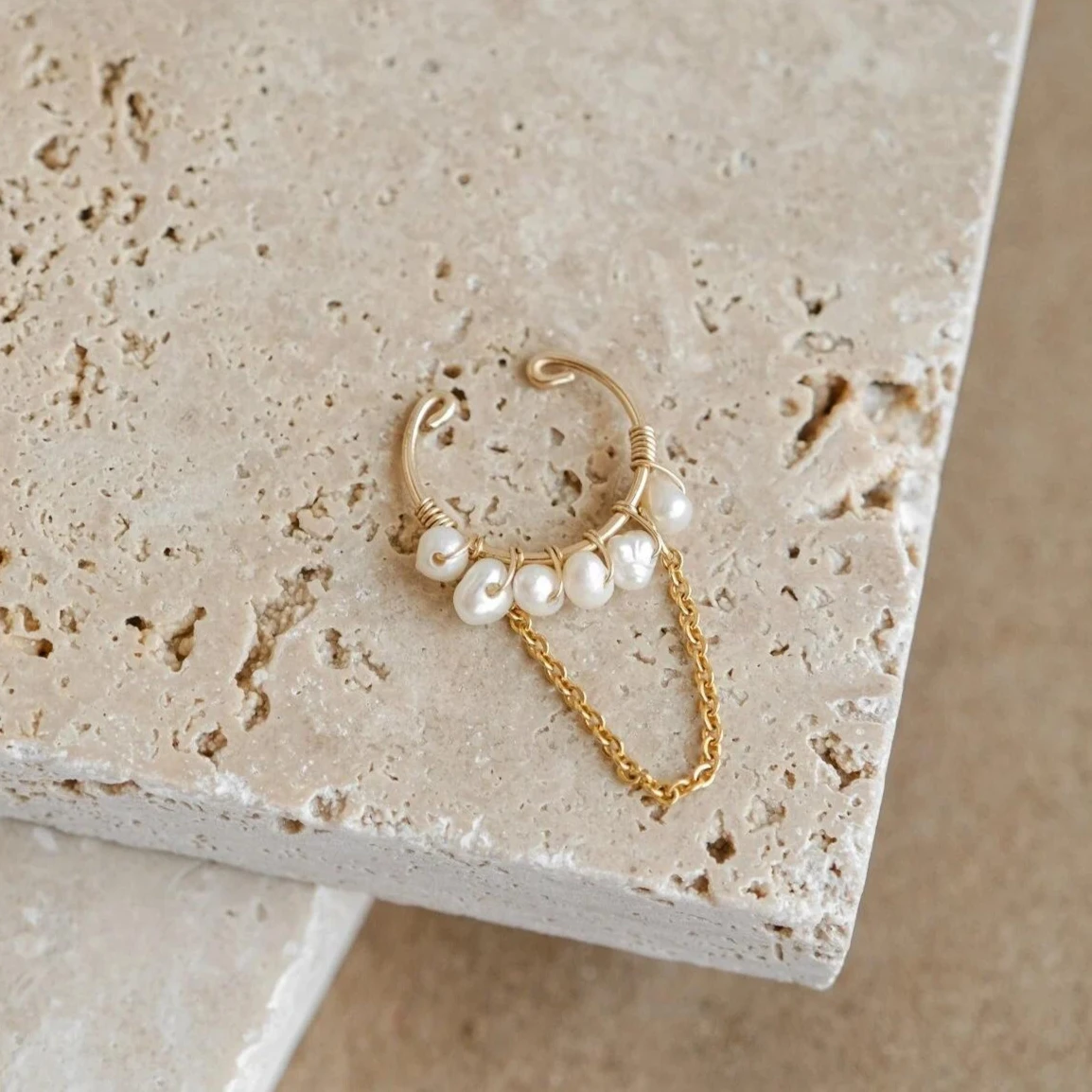 1 Piece 14K Gold Filled Pearl Ear Cuff Earrings Handmade Faux Piercing cuff Earrings Personalized Jewelry Gift for Women