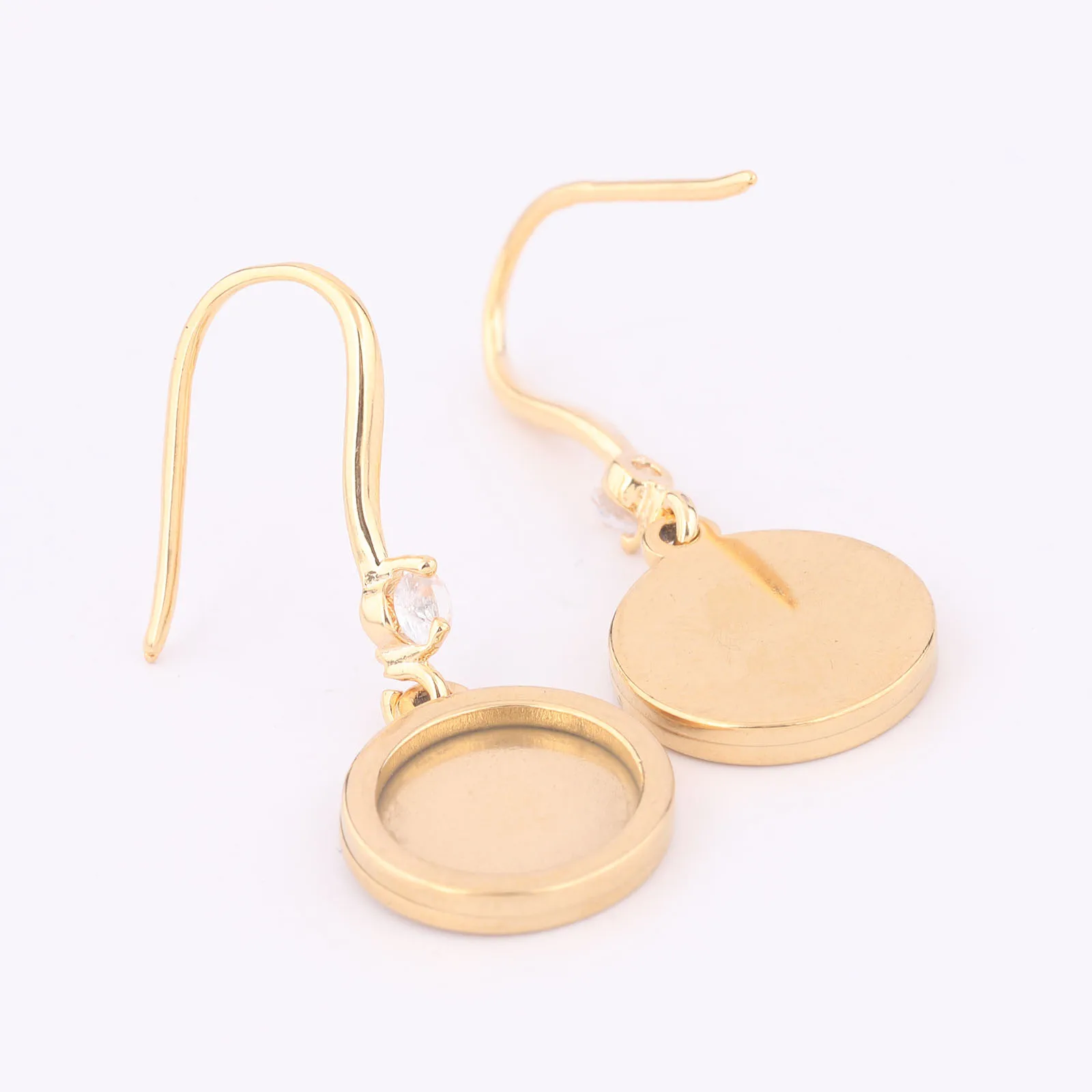 6pcs Stainless Steel Gold Plated Cabochon Earring Base Settings