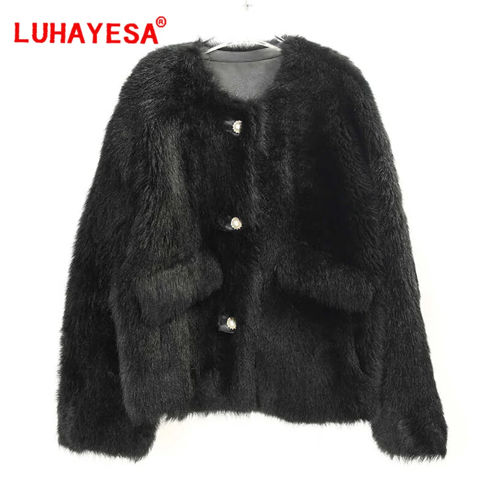 2024 Tuscany Shearling Fur Coat Women Winter Natural Fur Clothes 100% Real Fur Overcoat