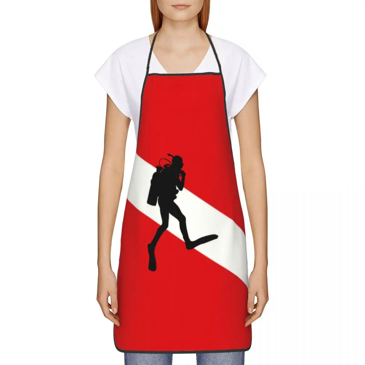 Custom Bib Scuba Diver Flag Apron Men Women Unisex Adult Chef Cooking Kitchen Dive Diving Tablier Cuisine Gardening