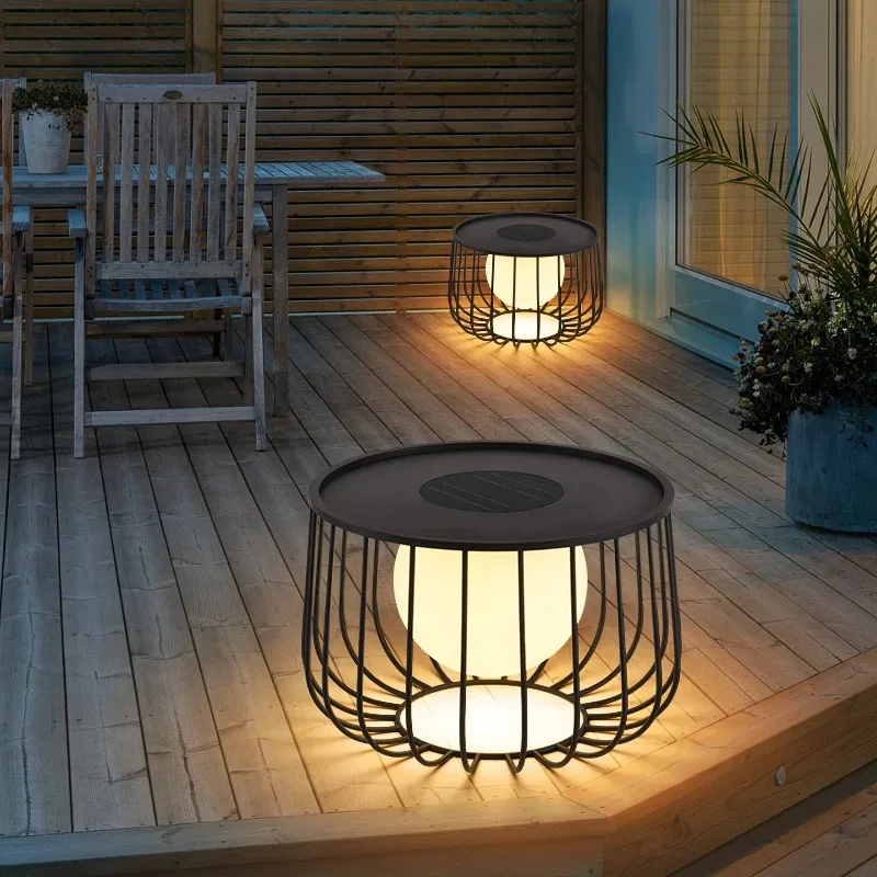 Outdoor solar garden coffee table lamp lawn villa garden outdoor terrace landscape flower stand floor