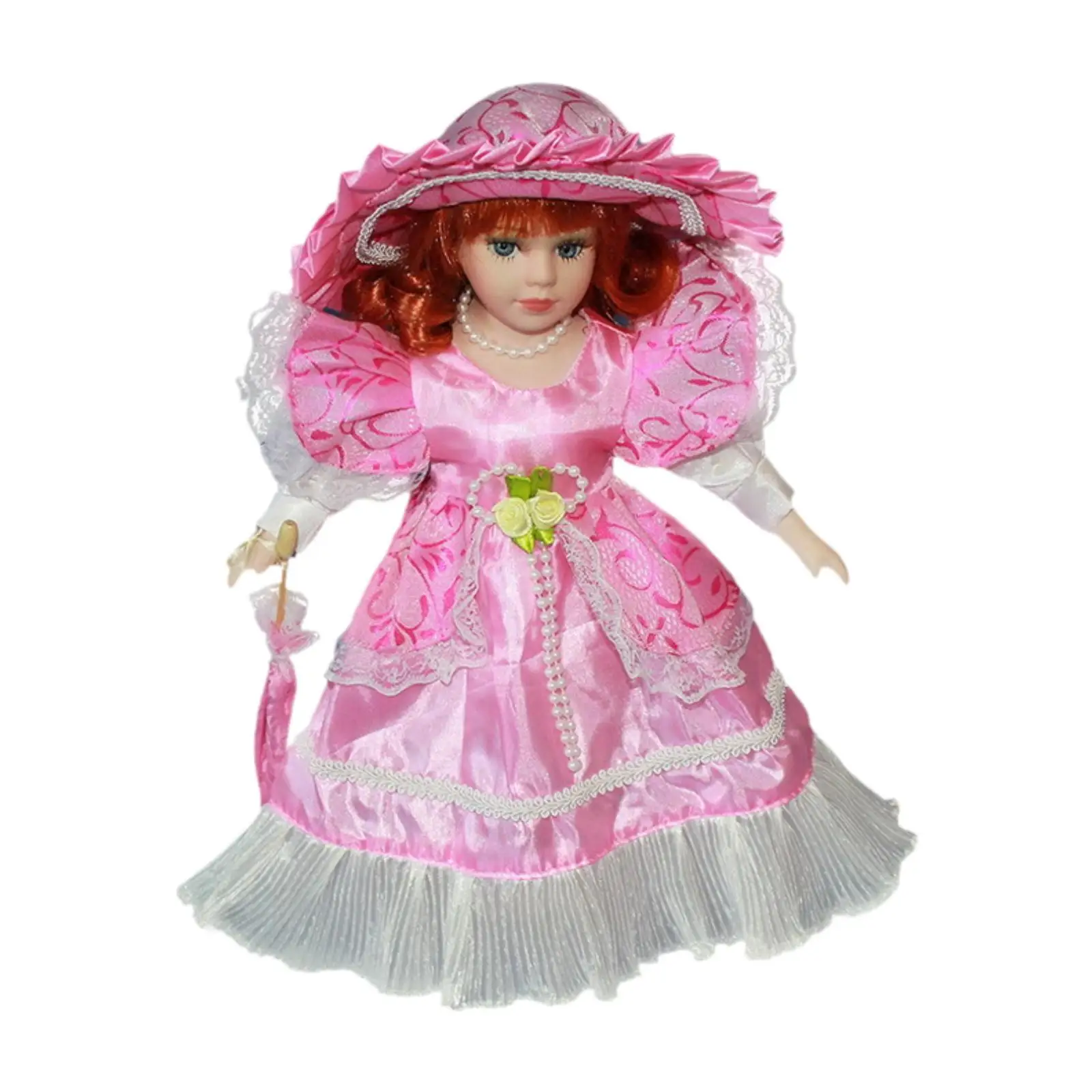 Boneca de porcelana infantil, presente de aniversário, elegante, figura de senhora, casa de boneca, ornamento, decoração de casa com vestido, coleção de 11.81 polegadas