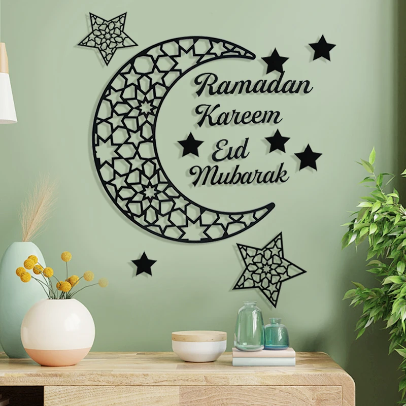 Eid Mubarak Wall Stickers Ramadan Kareem Moon Wall Decals For Home Decor Wallpaper Islamic Muslim Party Supply Eid Al Adha Gifts