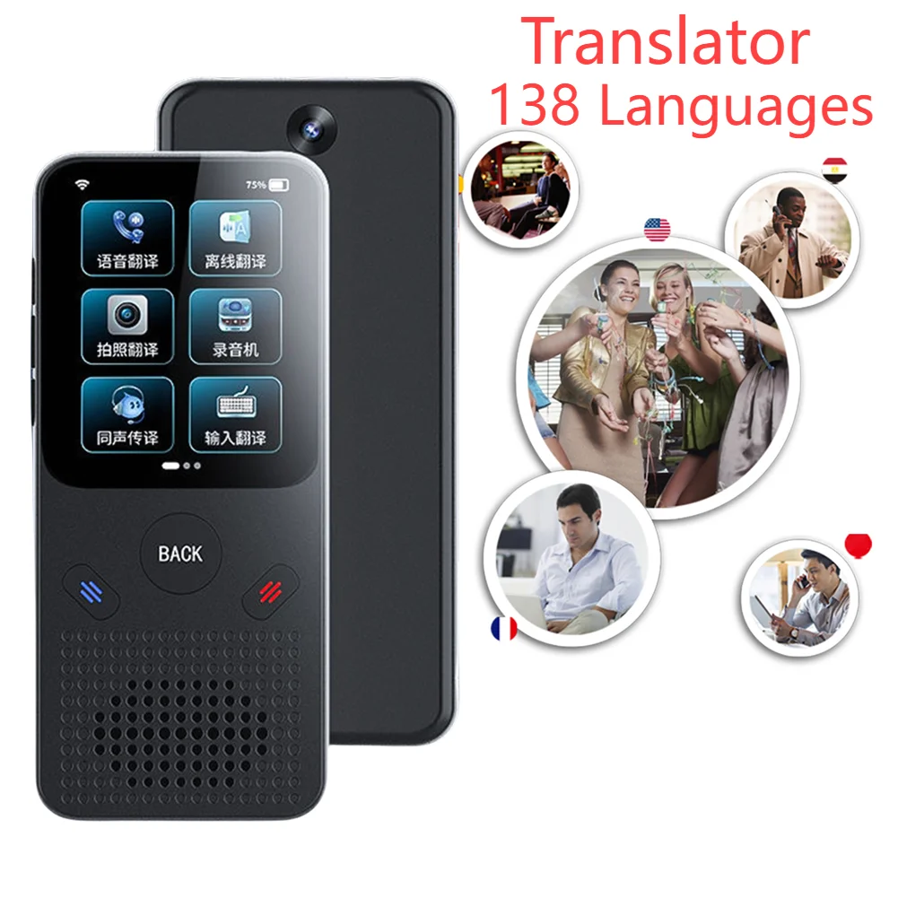 Two-Way Instant Translator 138 Languages 2.4 Inch Touch Screen Pocket Dictionary Portable Traductor for Business Travel Learning