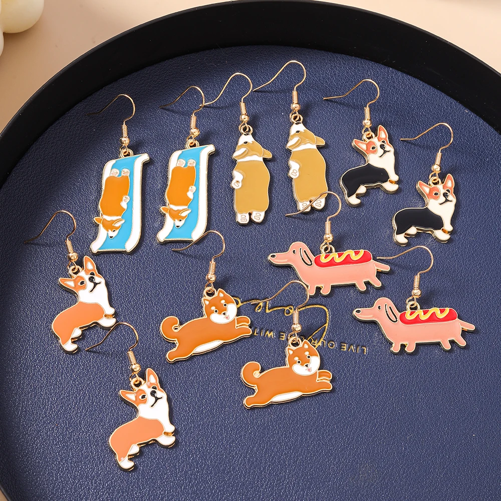 Aihua Colorful Caute Puppy Dog Earrings Kawaii Skiing Driving Dog Charm Earrings for Women Birthday Party Jewelry Gifts