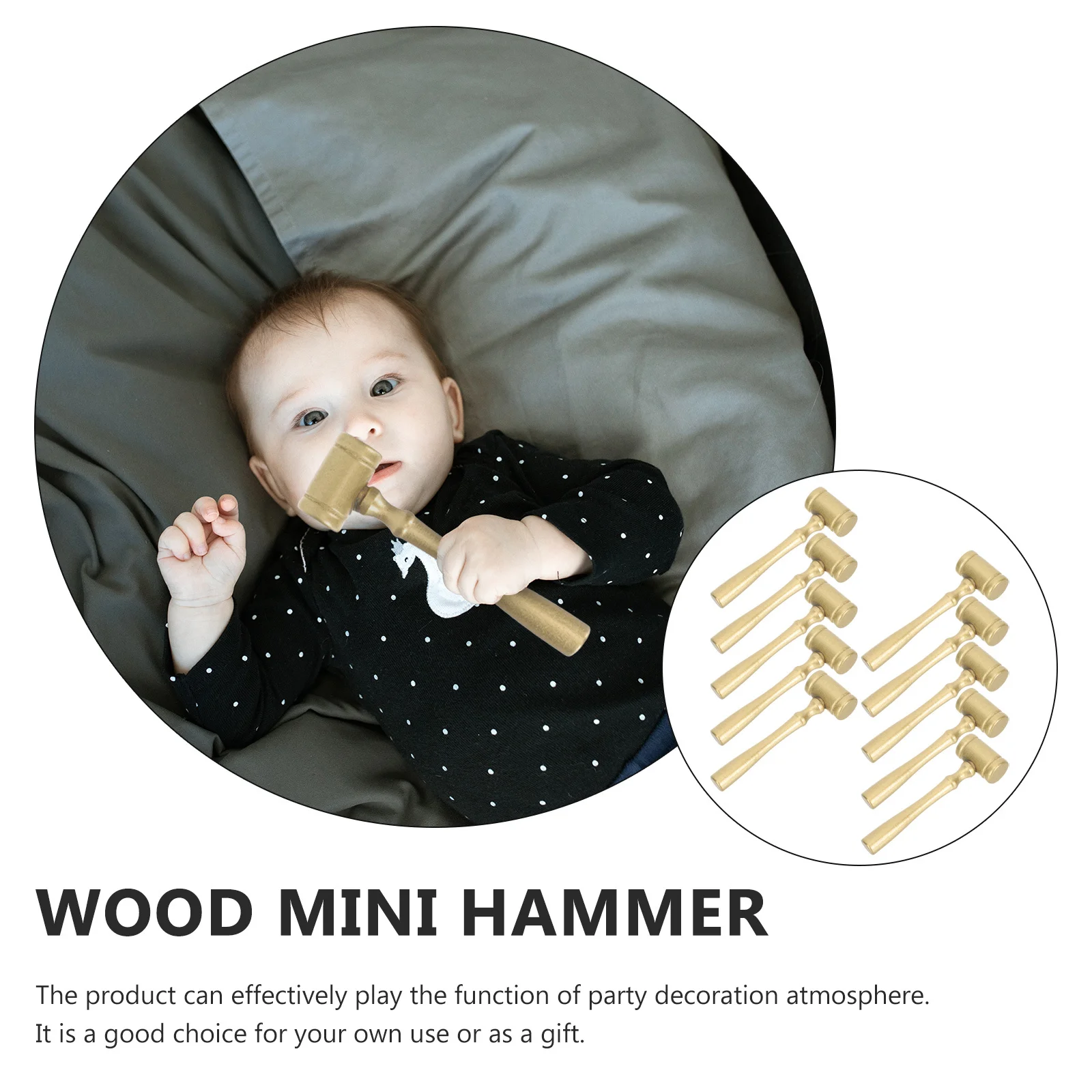 

10Pcs Mini Wooden Hammer Mallets Durable Kids Hand Training Muscle Exercise Crab Game Plaything Wooden Mallets Toy