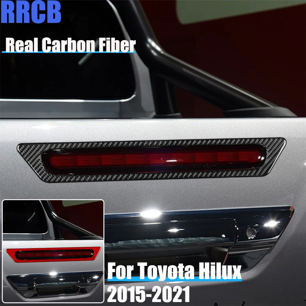

Real Carbon Fiber Car Accessories Rear Brake Light Frame Decorative Trim Soft Cover Sticker For Toyota HiLux 2015-2021