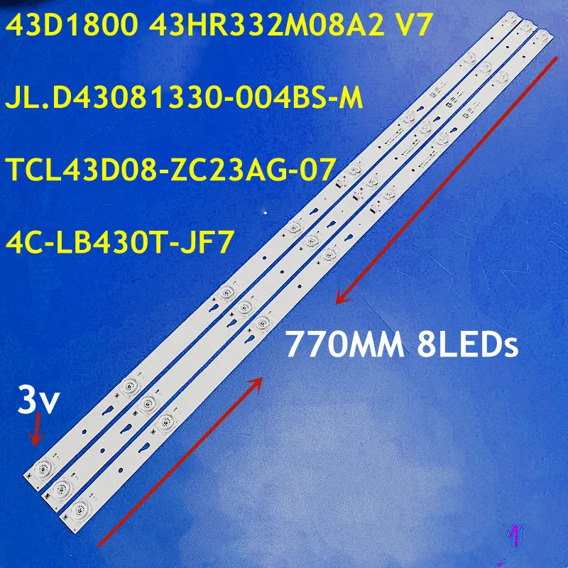 30 buah TCL-ODM-43D1800-3X8-3030 TCL43D08-ZC23AG-07 JL.D43081330-004BS-M Strip LED untuk 43GM16F 43W550A 43L1600C 43L26CMC L43E9600