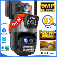 ICsee App Remote 6MP/9MP WiFi Camera 8X Zoom Security Camera 4K Video Surveillance Dual Screen PTZ Alexa NVR Security CCTV