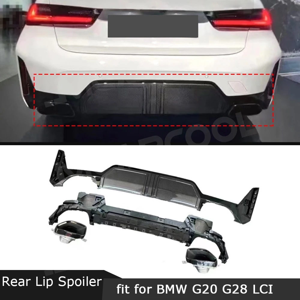 

JMCARCOOL автомобильный задний бампер, диффузор, спойлер, насадки на выхлопную трубу, аксессуары для задних губ для BMW 3 серии G20 G28 LCI 2023 +