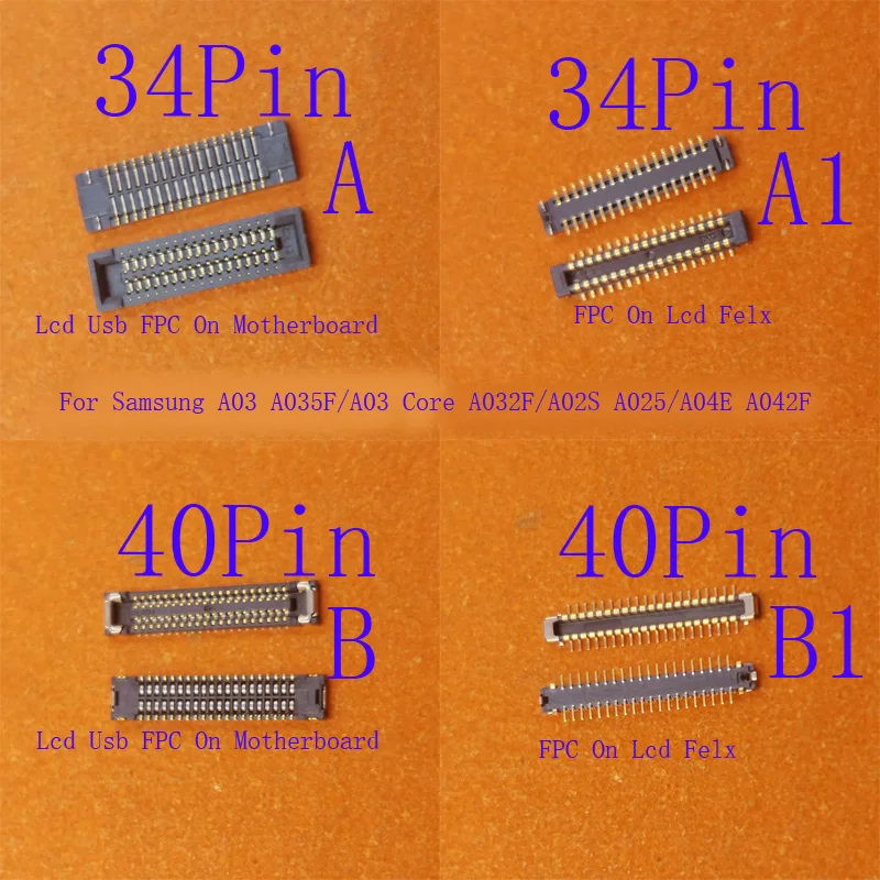 2-100Pcs FPC Connector Plug Lcd Display Usb Charging Jack For Samsung Galaxy A02S A025 A04E A042F A032 A03 Core A035F 34 40 Pin
