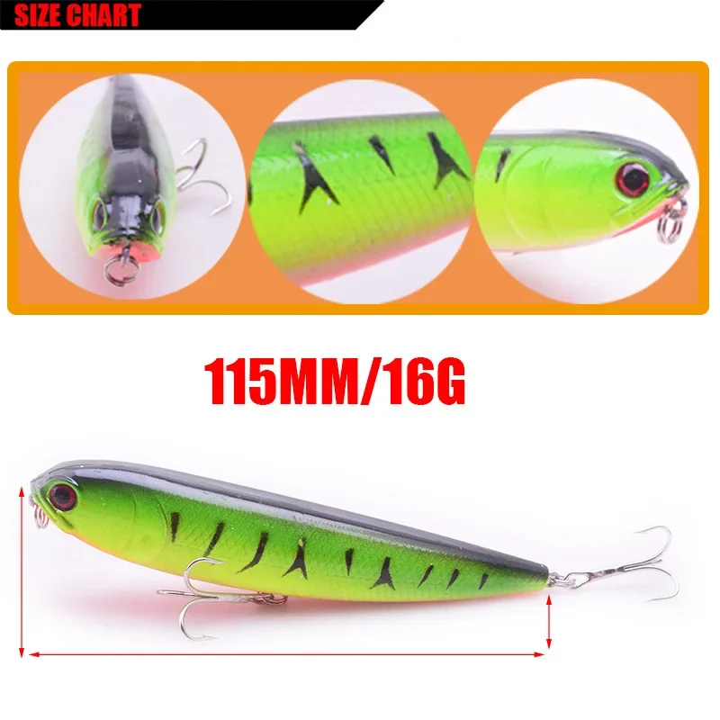 1 Pc Topwater Pencil Fishing Lure 11.5cm 16g Wobblers Crankbait Artificial Hard Bait Floating Bass Isca Pike Fishing Tackle