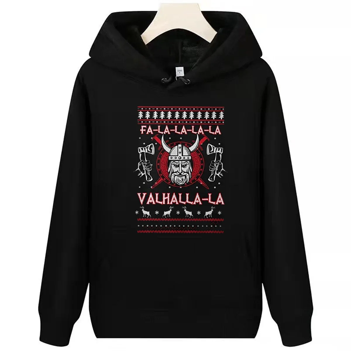 

FA La La La Valhalla Nordic Warrior Viking'er Pullover Hoodie 100% Cotton Comfortable Casual Mens Sweatshirts Streetwear