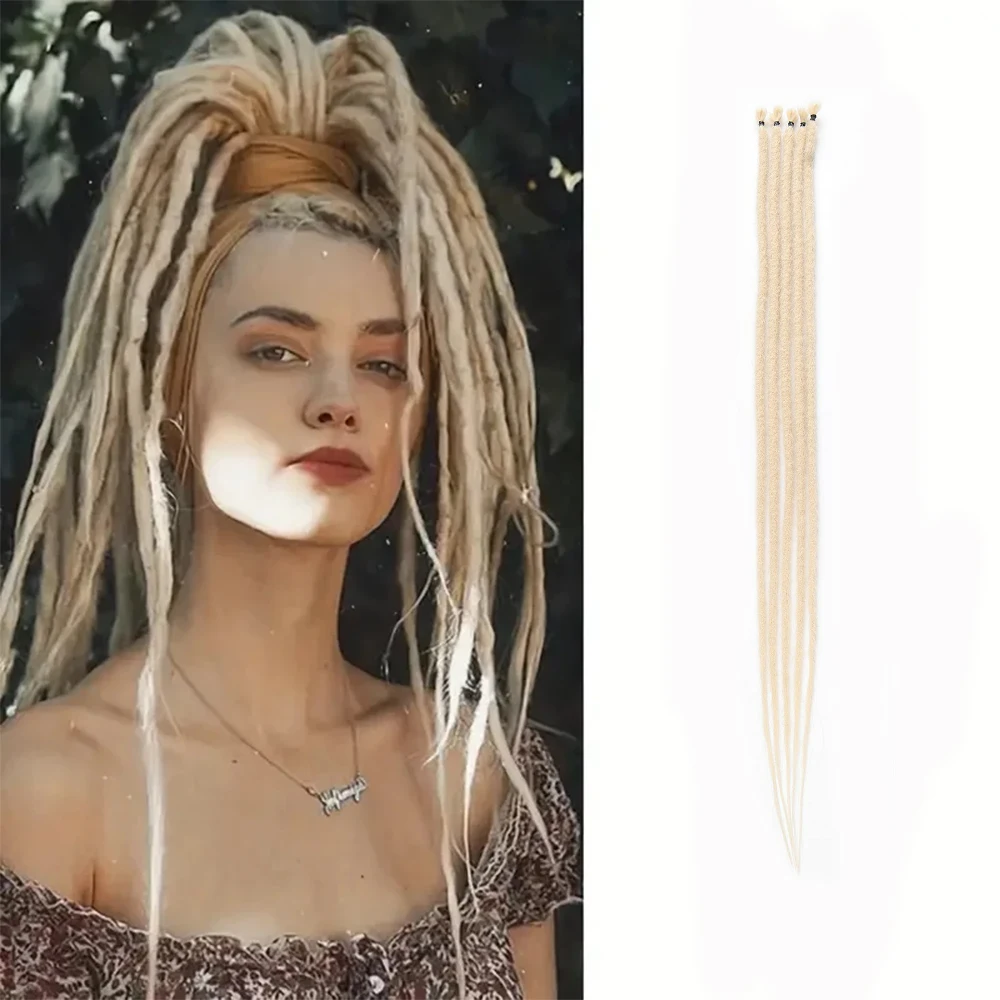 Perruque synthétique tressée au crochet pour femmes africaines, extensions de cheveux Dreadlock, Hip Hop, cheveux à une extrémité, 5 racines/paquet, 24 pouces