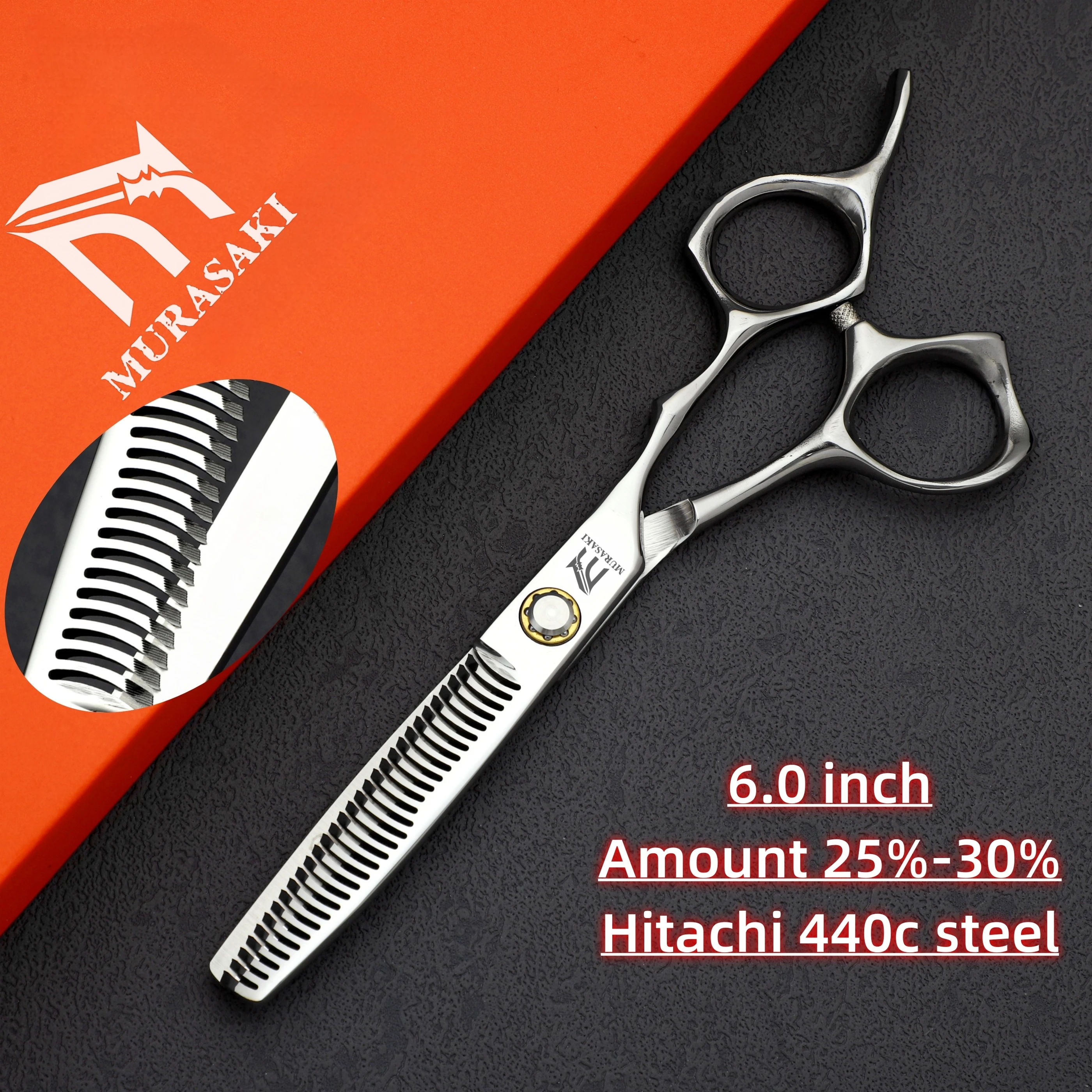 MURASAKI Professionelle Haarausdünnungsscheren, 6-6,8 Zoll Hitachi 440C Stahl-Friseurscheren, hochwertige Haarschneidewerkzeuge für den Salon – Detail 21