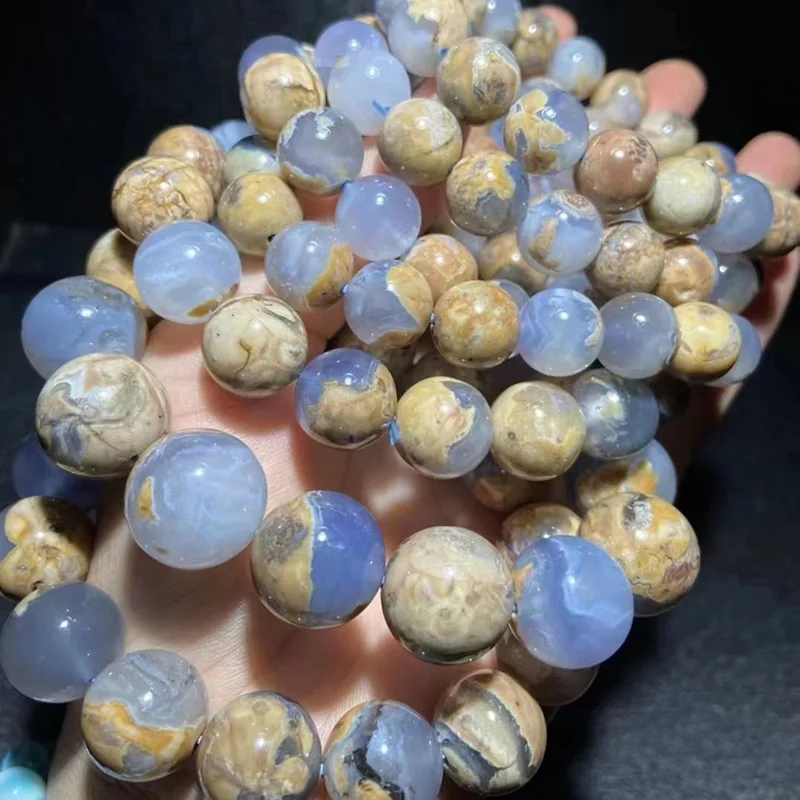 Meihan Wholesale Natural A+++ Dominica Chalcedony Smooth Round Beads For Jewelry Making DIY