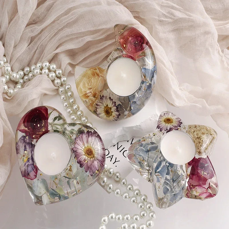 لتقوم بها بنفسك راتنجات الايبوكسي الحب القمر ستار الشمعدان قالب شمع مرآة ثلاثية الأبعاد حامل شمعة القلب قالب من السيليكون لصنع المجوهرات من مادة الراتنج