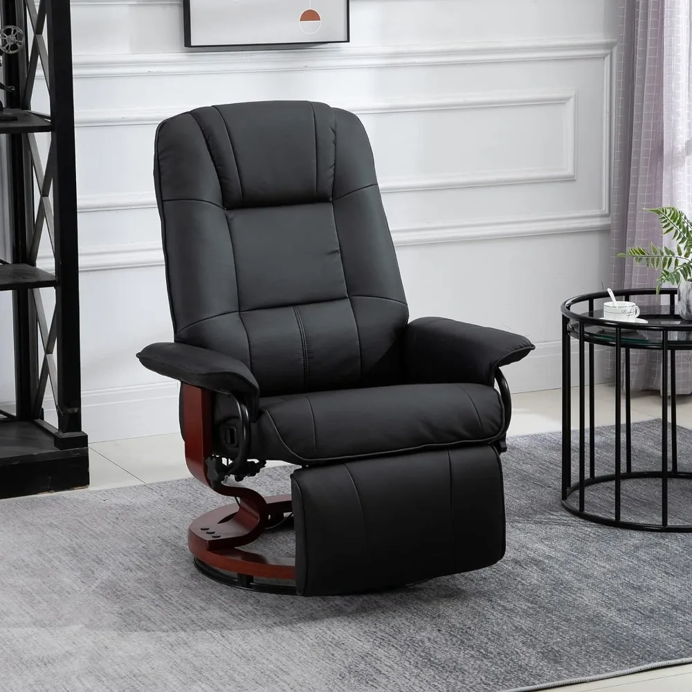 

Recliner Chair, Adjustable Swivel Lounge Chair with Footrest, Armrest and Wrapped Wood Base for Living Room, Recliner Chair