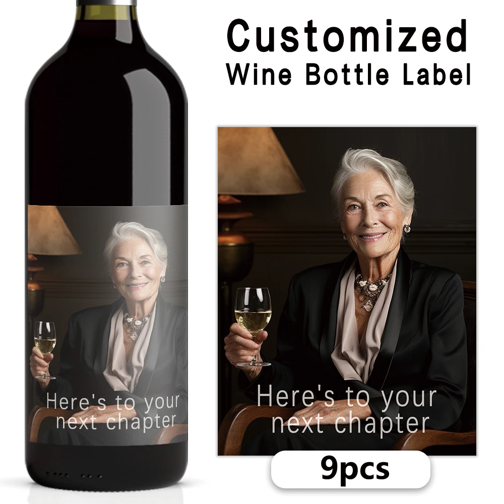 

9pcs Customizable Mother's Day Wine Label Set, Waterproof Bottle Stickers,Perfect Gift for Mom, Birthday Present, Party Supplies