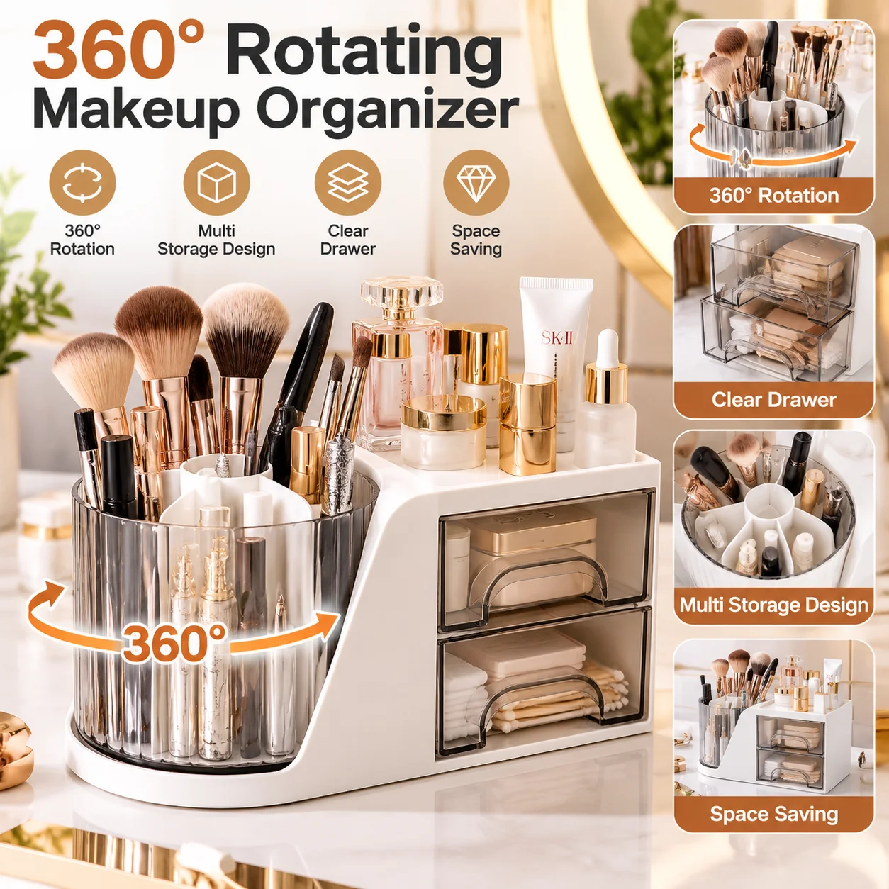 Nail Art Tools Storage Box Cotton Swab Container Nail Accessories Organizer Makeup Brush Pen Holder for Manicure Salon Use