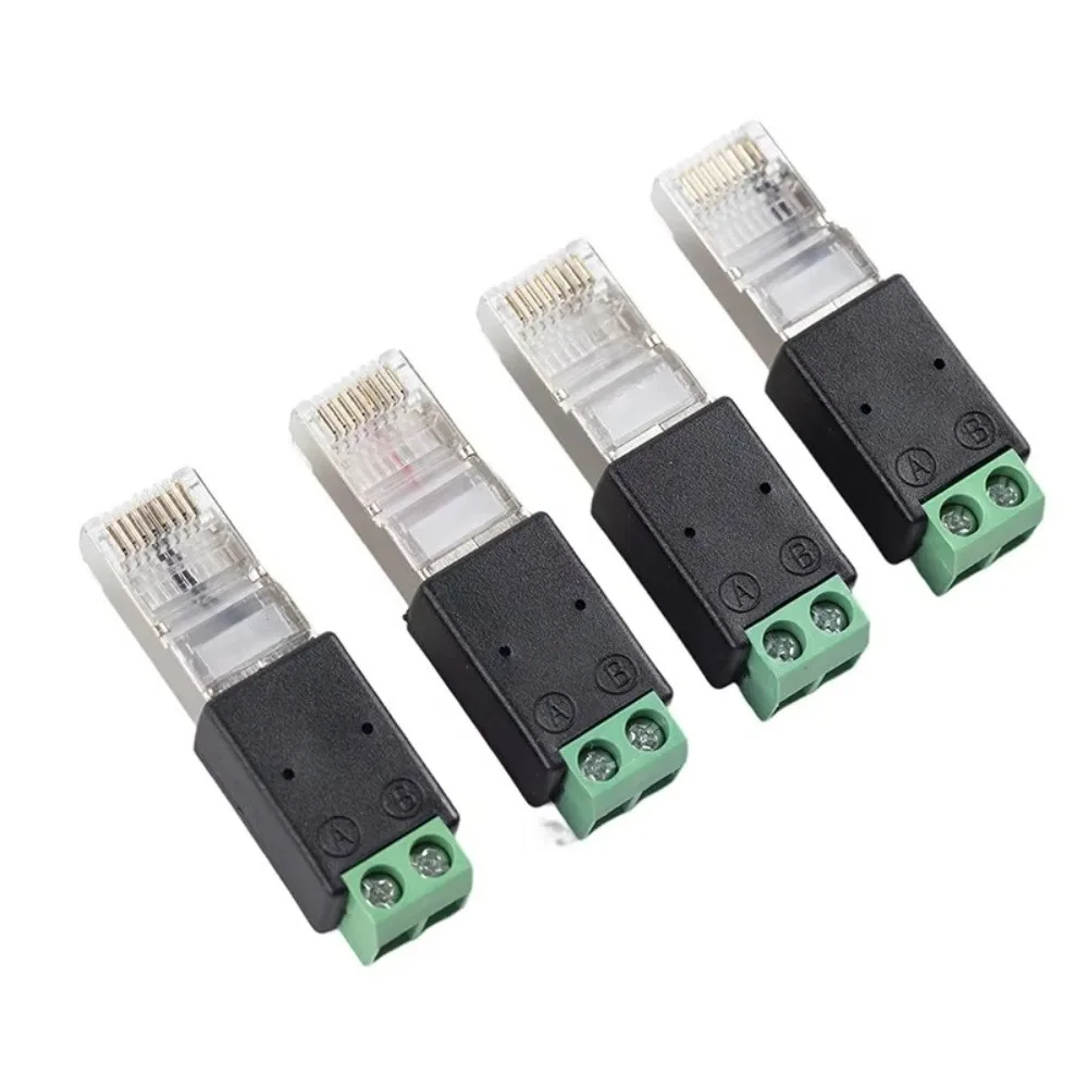 2PIN Terminal RJ45 to RS485 Converter RJ45 Male Connector Network Adapter RJ45 Terminal Adapter Crystal Head to Terminal Adapter