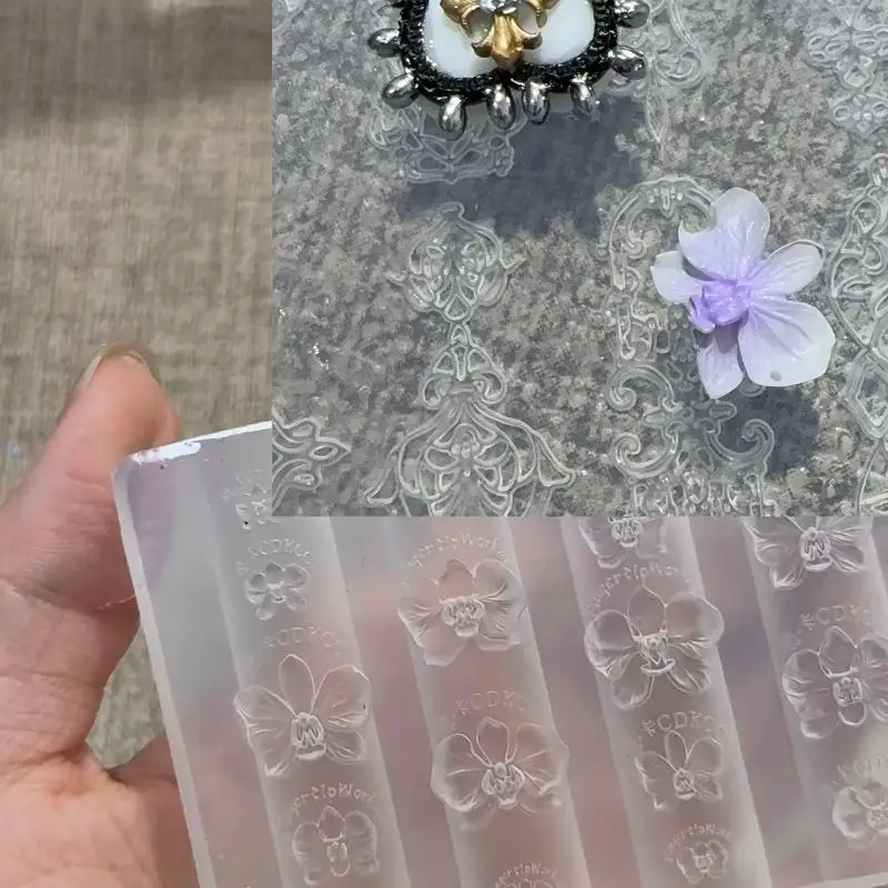 3D Phalaenopsis Flower Silicone Nail Mold DIY Sweet Butterfly Orchid Flower Design Manicure Template Carving Nail Art Mold Tools