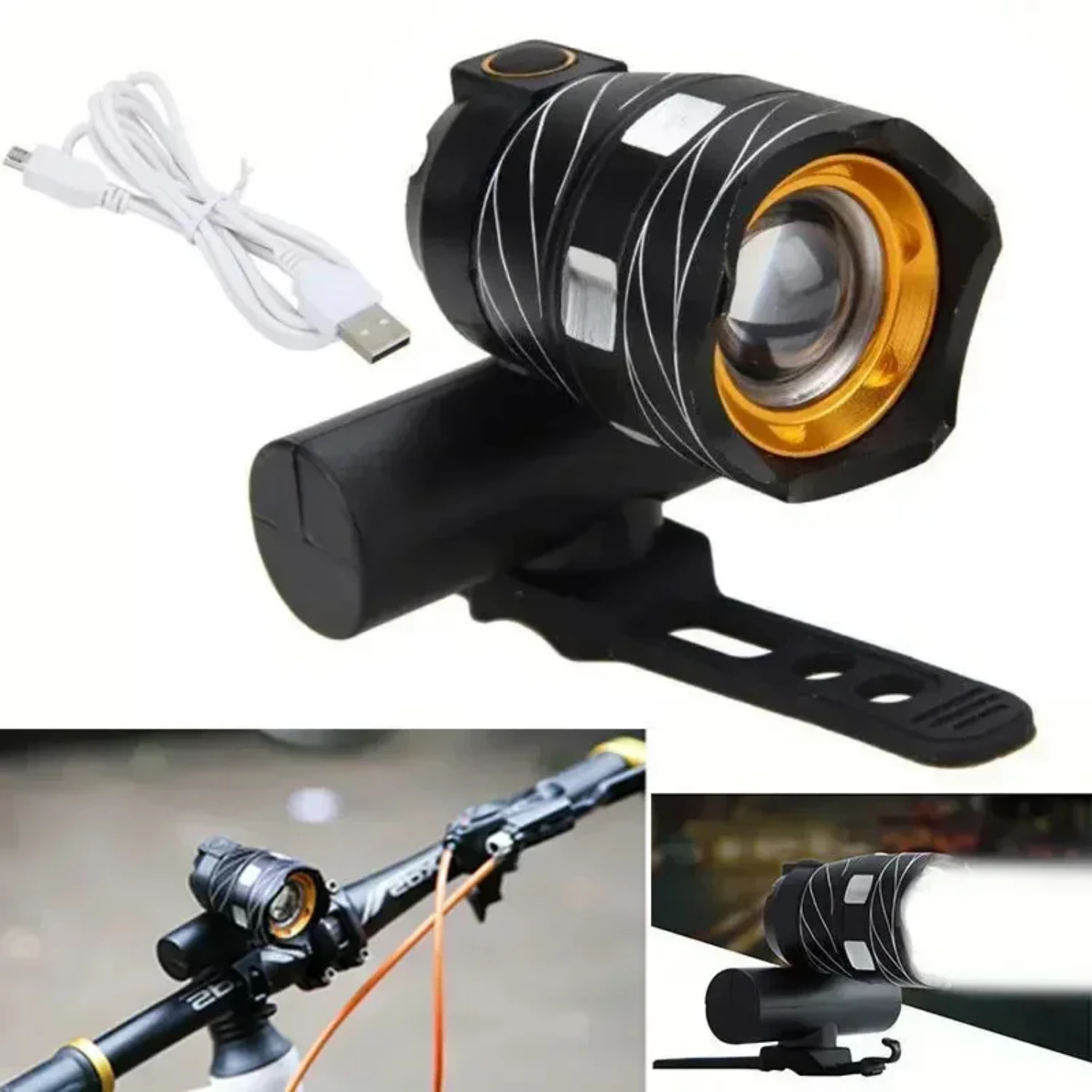 New Light Bike/Bicycle/Light Set Z3015000LM T6  USB Rechargeable Headlight/Flashlight Waterproof Zoomable Cycling Lamp  Bike