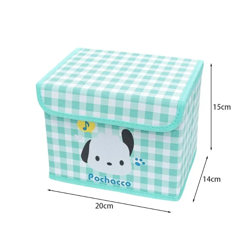 Sanrio Kawaii Storage Box Anime Cinnamoroll Melody Kuromi cestino portaoggetti pieghevole coperchio diviso scatole di smistamento Sundry Organizer