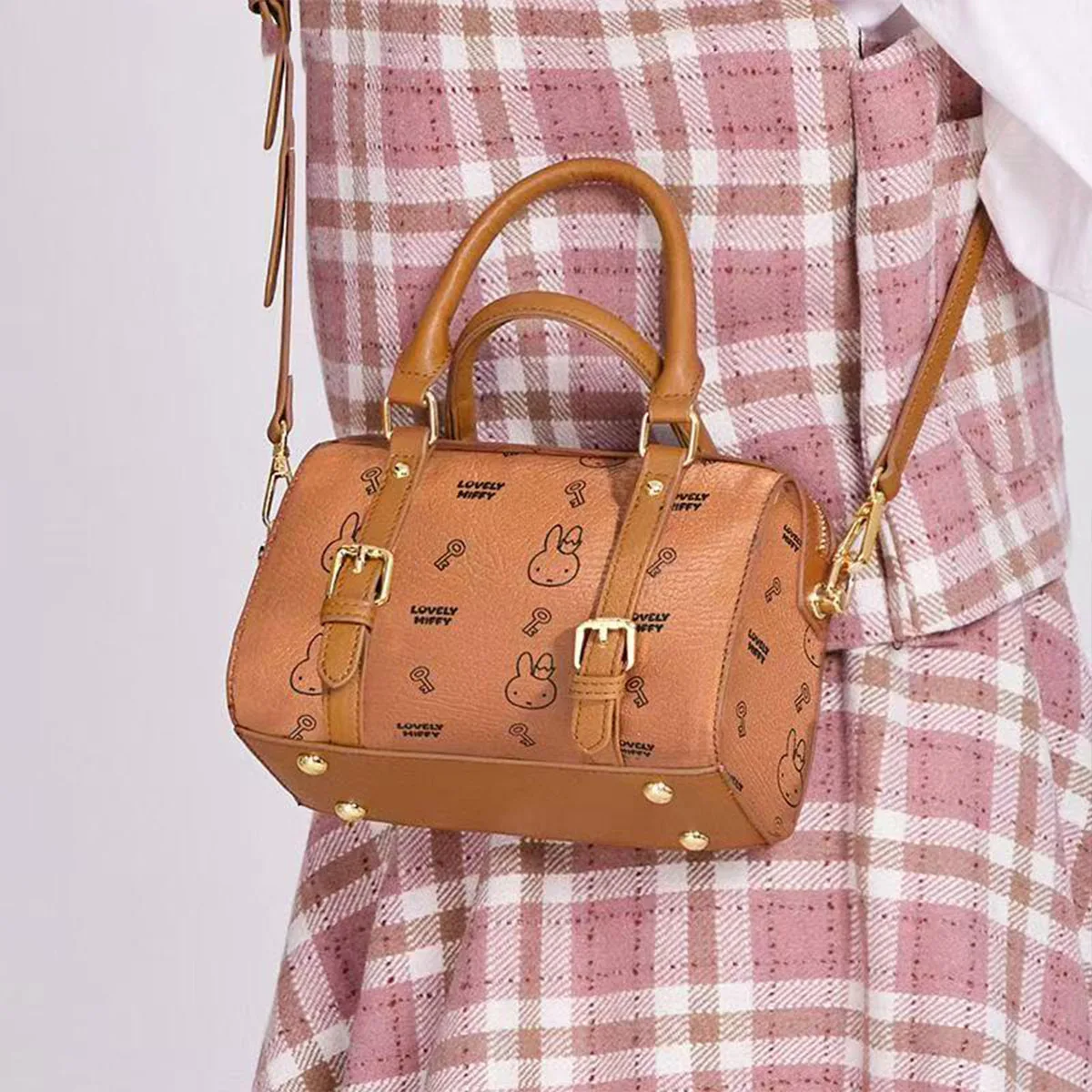 

Miffy Anti Splash Water Handbag Kawaii Cartoon Miffy Rabbit Printed Graffiti Single Shoulder Crossbody Bag